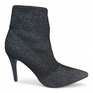 Brash Spicy Sparkle Black Glitter Pointed Toe Sock Booties Boots Size 10